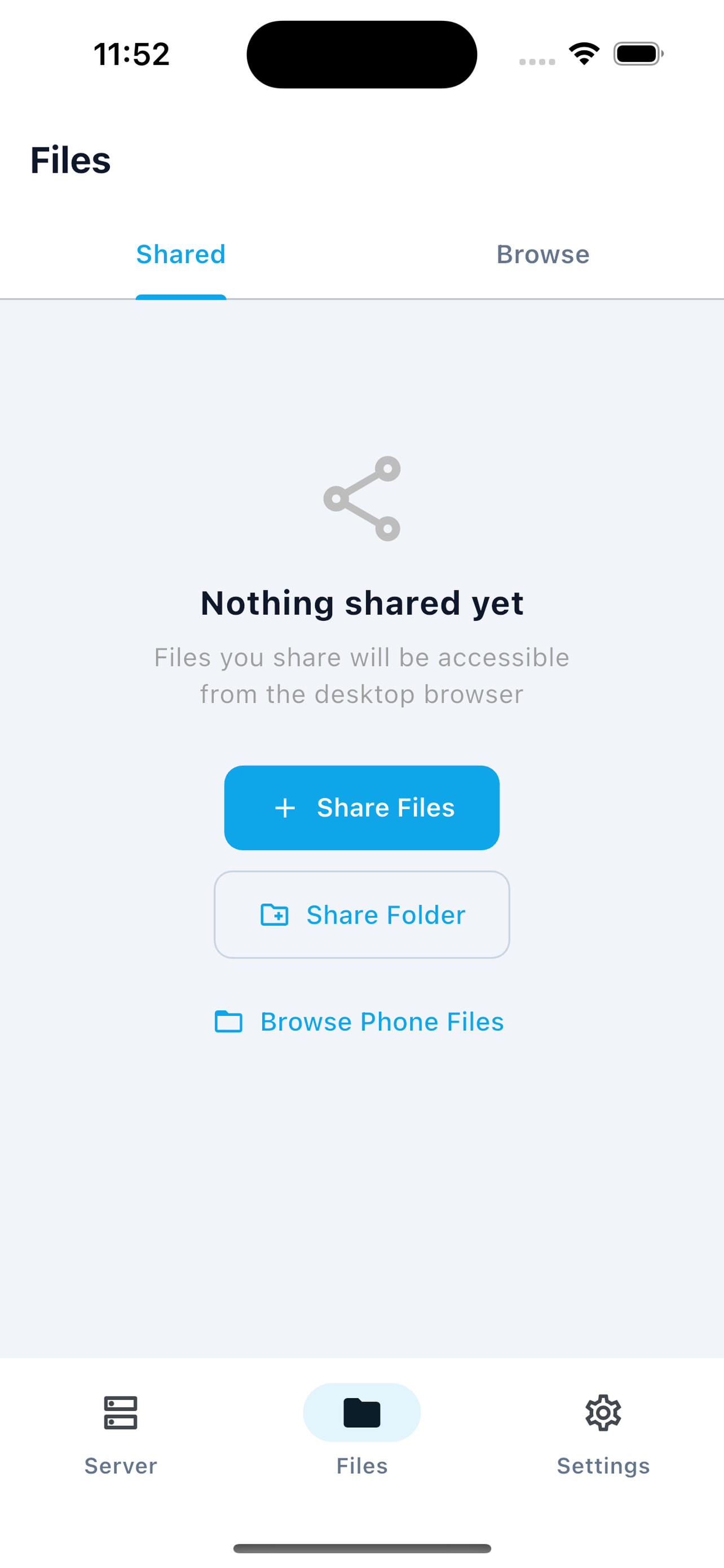 File sharing browser interface showing folder navigation